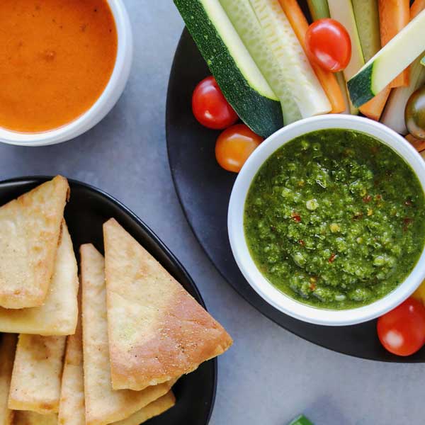 MBI Foods Red Pepper Aioli and Green Chile Chermoula Sauces